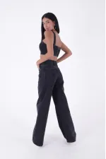 Wide Leg High Waisted Relaxed Jean 718-23-(28-33) Regular Anthracite