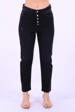 High Rise Mom Fit Jean with Five Buttons 745-03-(28-33) Anthracite Denim