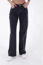 Wide Leg High Waisted Relaxed Jean 718-23-(26-31) Regular Anthracite