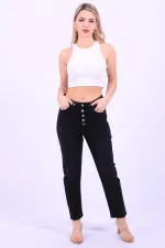 High Rise Mom Fit Jean with Five Buttons 745-03-(28-33) Anthracite Denim