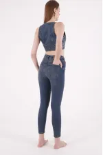 High Waisted and Little Ripped Skinny Jean 826-02-(26-31) Dark Tinted Denim