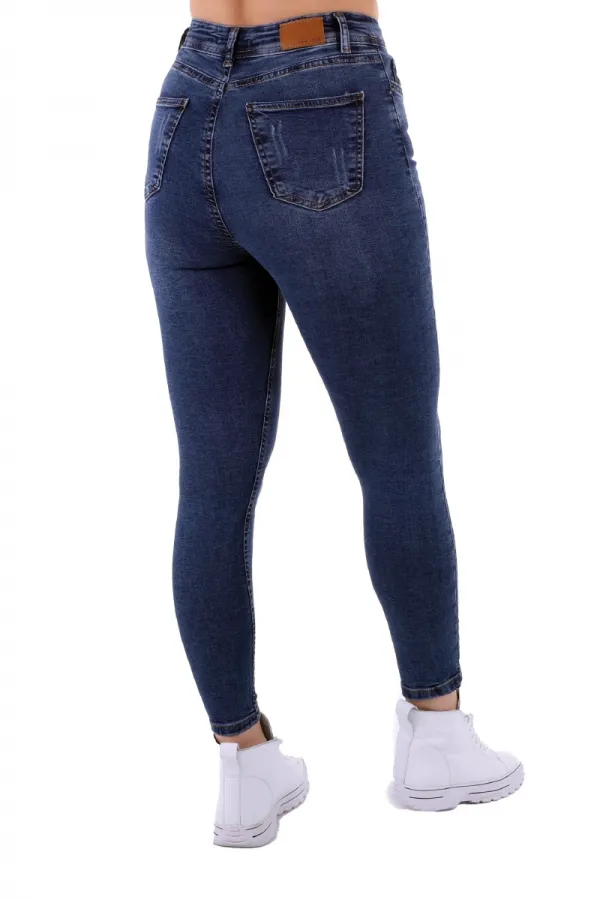 High Waisted Skinny Ankle Length Jean 819-01-(28-33) Dark Blue Denim