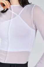 071515 Long Sleeve Tulle Blouse