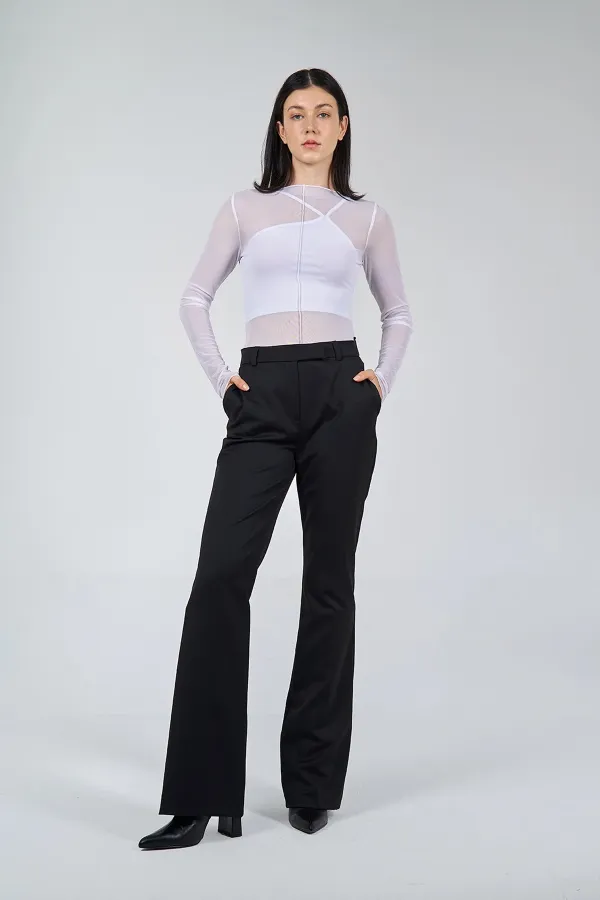 071515 Long Sleeve Tulle Blouse