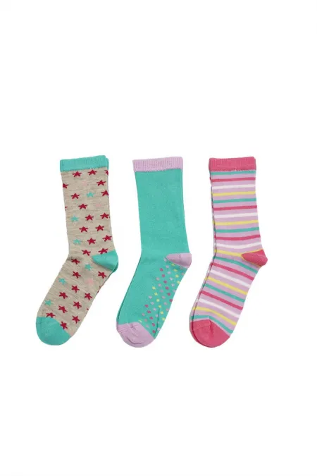 Çoçuk Çok Desenli Soket Çorap Renkli 3'Lü Paket