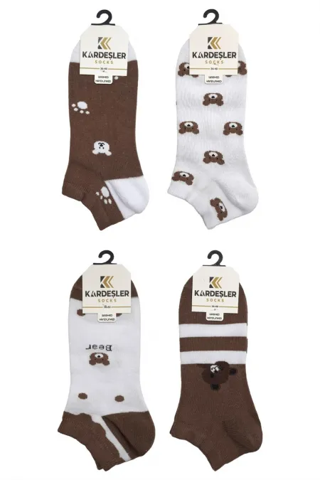 Kadın Patik Çorap Desenli 4'Lü Paket