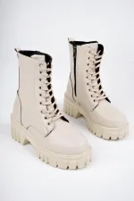 Muggo JUST Garantili Kalın Taban Fermuarlı Bağcıklı Kadın Postal Bot 