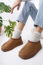 Muggo LİNG Garantili Kalın Taban Içi Tüylü Yuvarlak Burunlu Kadın Terlik