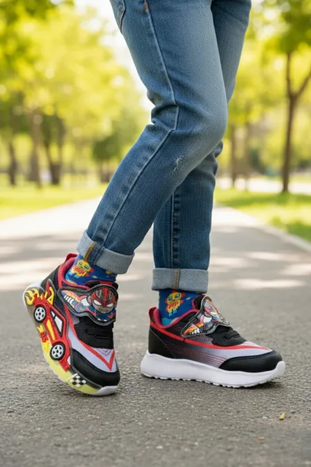 Muggo CAR Cırtlı Arabalı ve Işıklı Günlük Çocuk Sneaker Spor Ayakkabı