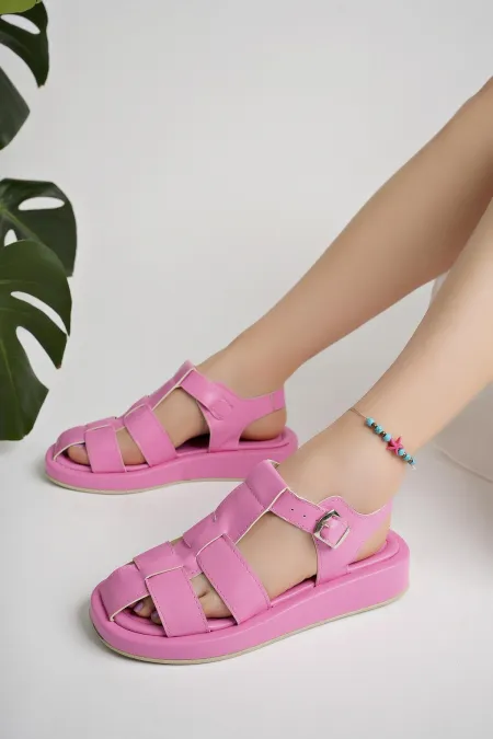 Muggo DOSSİ Garantili Dolgu Topuklu Bilekten Bağlamalı Tokalı Kadın Sandalet Muggo DOSSİ Garantili Dolgu Topuklu Bilekten Bağlamalı Tokalı Kadın Sandalet