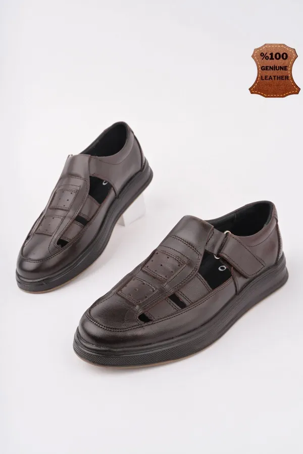 Muggo Oliver Guaranteed Men's Daily Classic Genuine Leather Comfortable Orthopedic Sandals