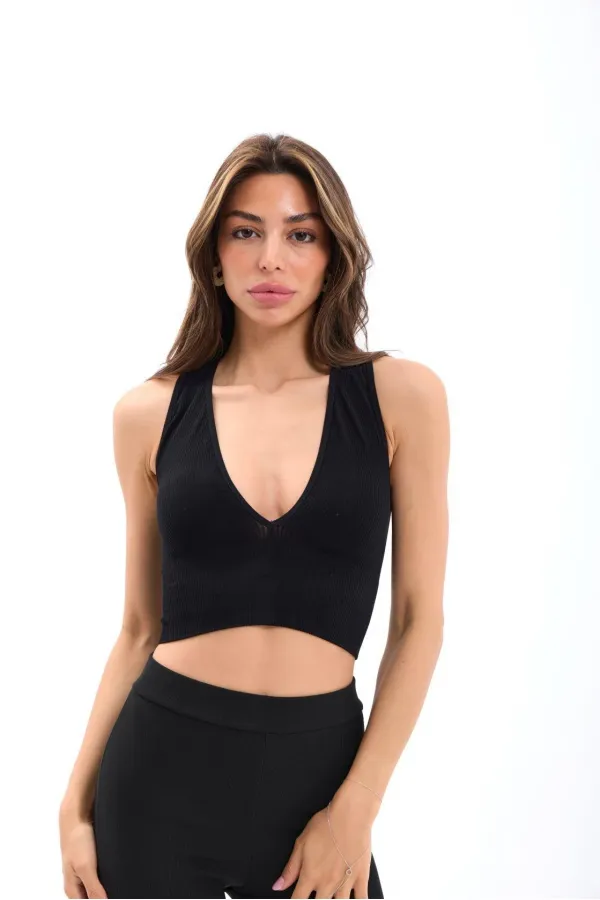 15539 V-NECK BRA-BLACK