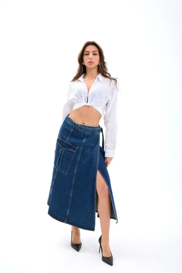 6522 DENIM SKIRT-BLUE