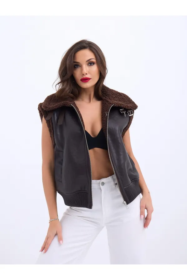 7259 VEST-DARK BROWN