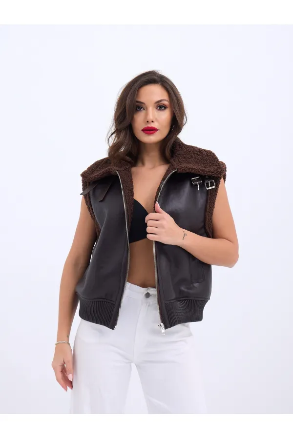7259 VEST-DARK BROWN