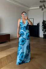 Robe longue à motif floral et col licou
