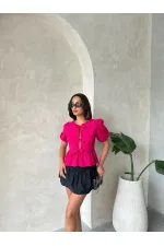 Chemisier en popeline fuchsia à nouer sur le devant Topshow en gros