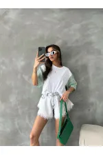 Topshow Emerald Striped Poplin Sleeve Wholesale T-Shirt