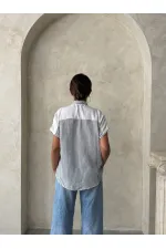 Topshow Siyah Parçalı Çizgili Toptan Gömlek Topshow Siyah Parçalı Çizgili Toptan Gömlek