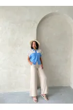 Wholesale Laced Chest Blouse - Blue | Topshow