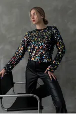 Sequin Palette Disco Wholesale Blouse - Sequined | TOPSHOW | F1592