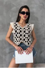 Topshow Taş Siyah Düğmeli Toptan Yelek