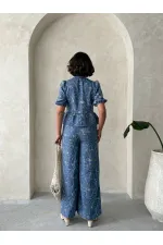 Wholesale Tie-Front Embroidered Blouse - Dark Blue | Topshow