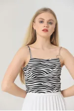 Topshow Zebra Chain Detail Wholesale Blouse