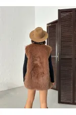 Gilet en fausse fourrure - Marron clair