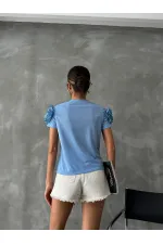 Topshow Blue Shoulder Rose Wholesale T-Shirt