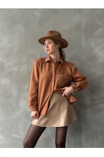 Chemise avec poche en pierre - Tan | TOPSHOW | F1617