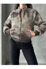 Desenli Peluş Toptan Mont - Kamuflaj | TOPSHOW | F1129