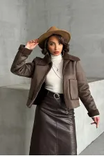 Süet Peluş Toptan Mont - Kahve Kahve | TOPSHOW | F1856
