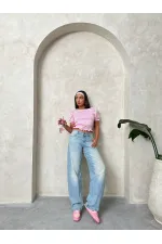 Topshow Pink Waist Plaid Printed Wholesale Blouse