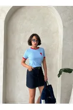 Topshow Blue Red Embroidered Wholesale T Shirt