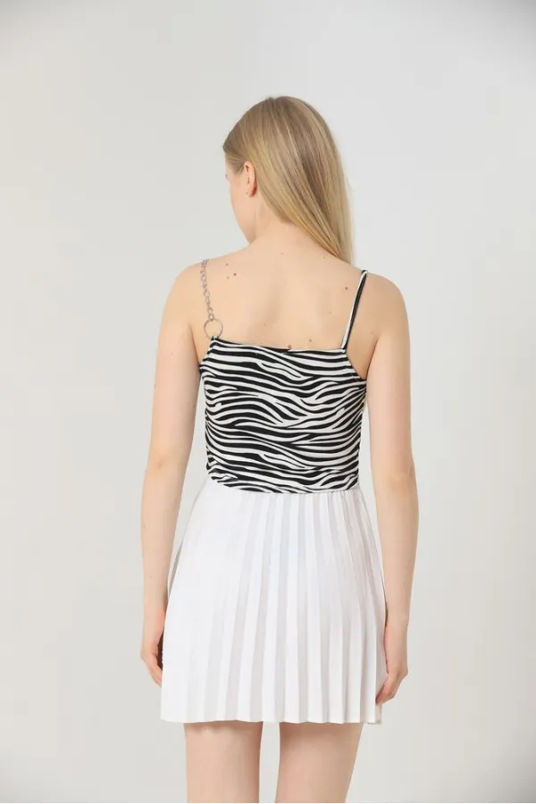 Topshow Zebra Chain Detail Wholesale Blouse