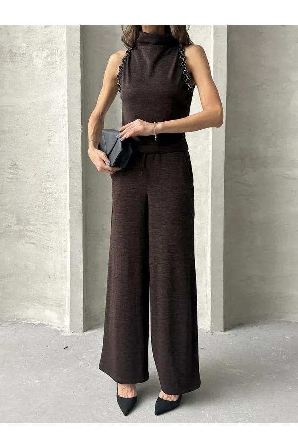 Wholesale Knitwear Trousers - Claret Red | TOPSHOW | F1486