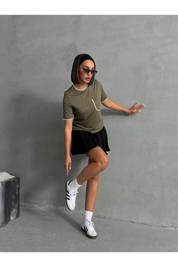 Topshow Khaki Shepherd Stitched Wholesale T-Shirt