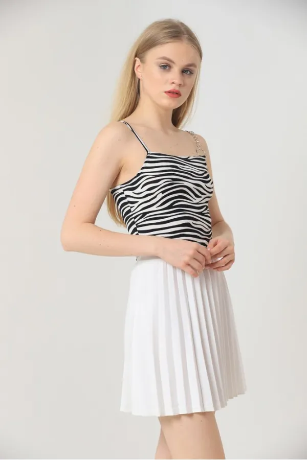 Topshow Zebra Chain Detail Wholesale Blouse