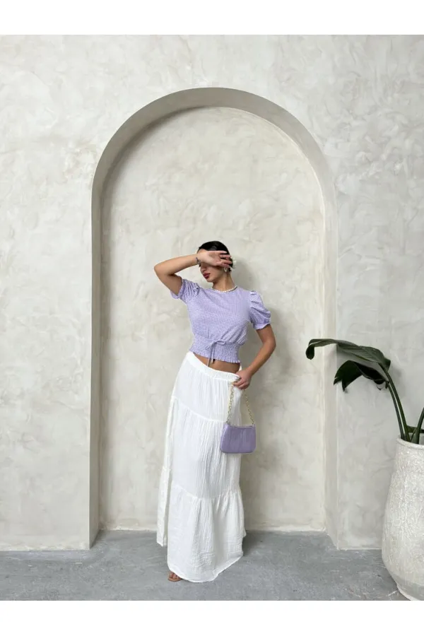 Topshow Lilac Waist Gipeli Pitikareli Wholesale Blouse