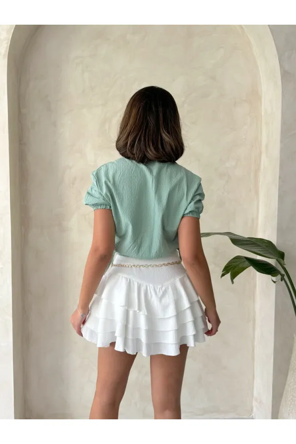 Nakışlı Cepli Toptan Gömlek - Çağla | TOPSHOW