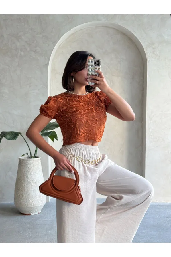 Topshow Tile Organza Top with Süzine Wholesale Blouse