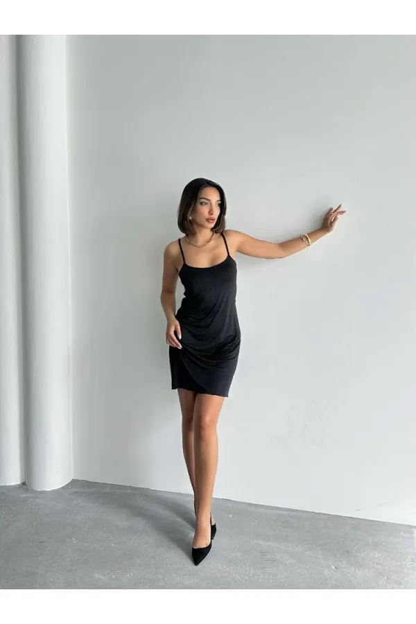 Stoned Strap Wholesale Dress - Black | Topshow