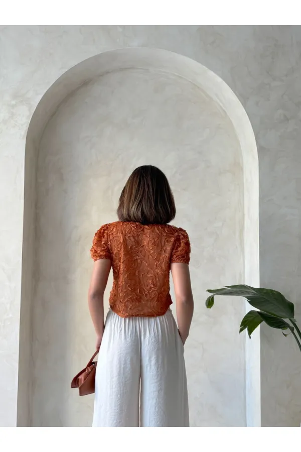 Topshow Tile Organza Top with Süzine Wholesale Blouse