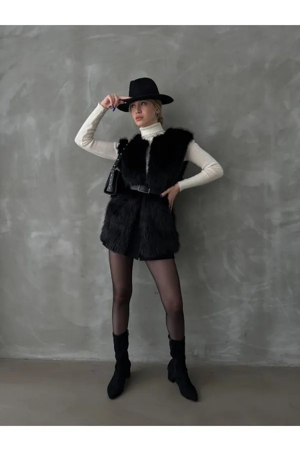 Gilet à plumes noir Topshow | F1567