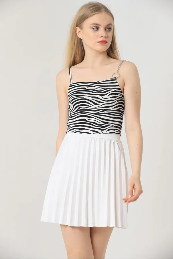 Topshow Zebra Chain Detail Wholesale Blouse