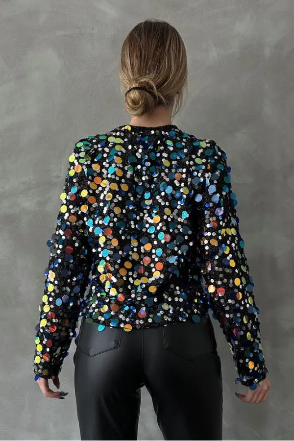 Sequin Palette Disco Wholesale Blouse - Sequined | TOPSHOW | F1592