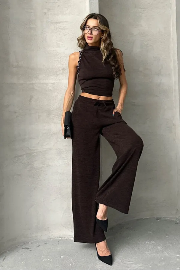 Wholesale Knitwear Trousers - Claret Red | TOPSHOW | F1486