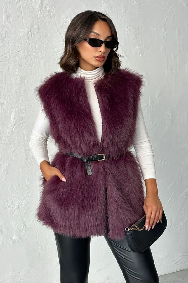 Gilet en fausse fourrure - Damson