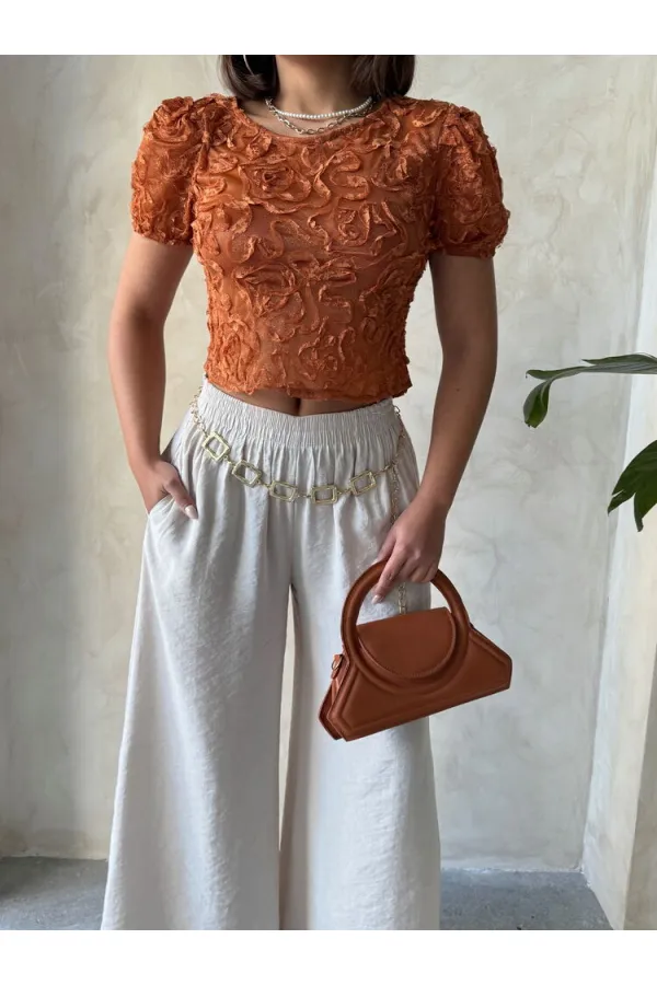 Topshow Tile Organza Top with Süzine Wholesale Blouse